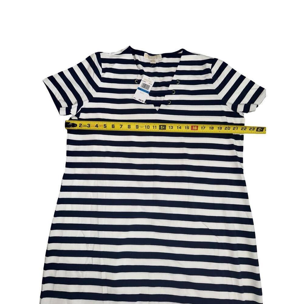 Michael Kors Dress XL V-Neck Blue White Striped Casual Summer Style NWT - Picture 3 of 4
